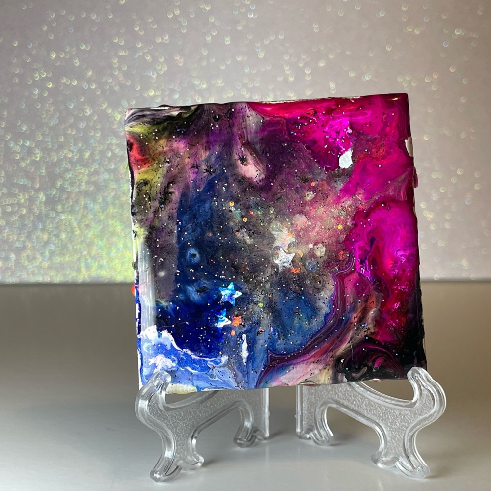 Abstract Galaxy Blacklight Art Canvas - Pink and Blue